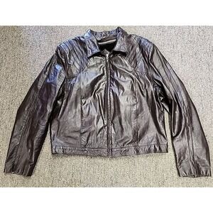 Vintage Berman's Leather Jacket Coat Men's 46 Dark Brown Removable Pile Lining